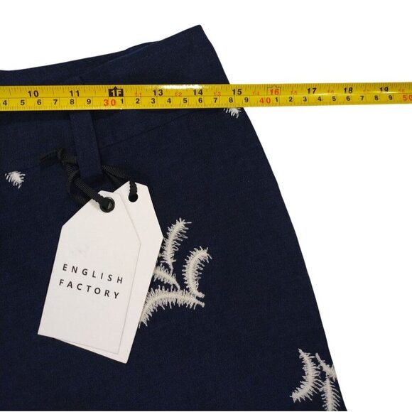 Navy & White Wide-Leg Embroidered Pants By Elie Tahari  Womens Size M. NWT. - Picture 6 of 7